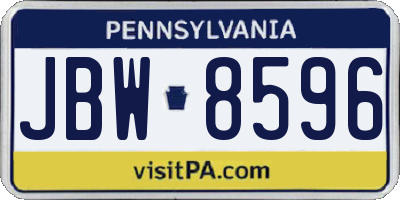 PA license plate JBW8596