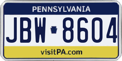 PA license plate JBW8604