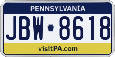PA license plate JBW8618
