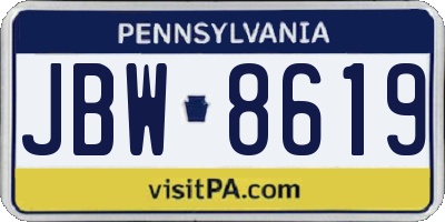 PA license plate JBW8619
