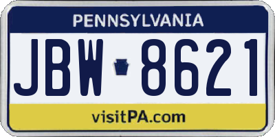 PA license plate JBW8621