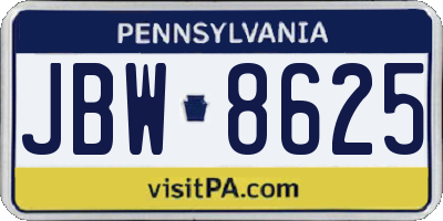 PA license plate JBW8625