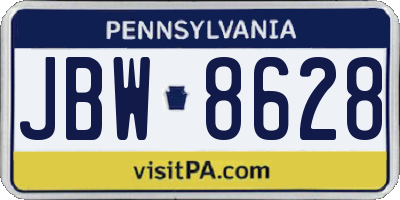 PA license plate JBW8628