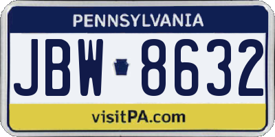 PA license plate JBW8632