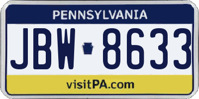 PA license plate JBW8633