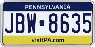 PA license plate JBW8635