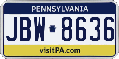 PA license plate JBW8636