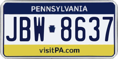 PA license plate JBW8637