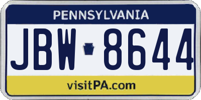 PA license plate JBW8644
