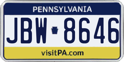 PA license plate JBW8646