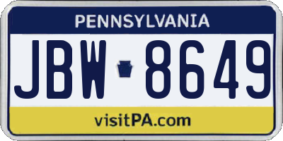 PA license plate JBW8649