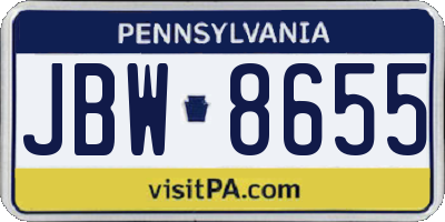 PA license plate JBW8655