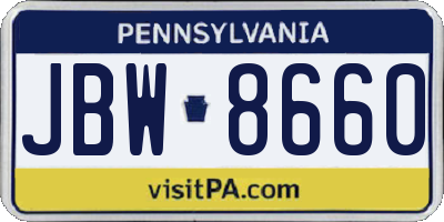 PA license plate JBW8660