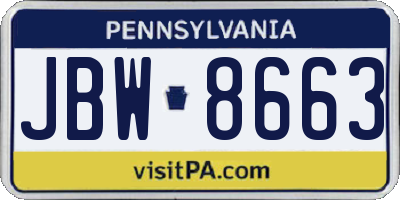 PA license plate JBW8663