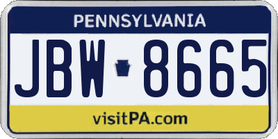 PA license plate JBW8665