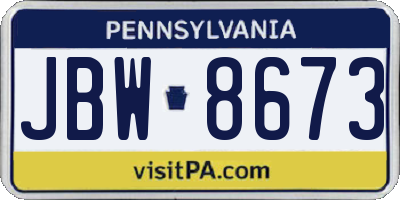 PA license plate JBW8673