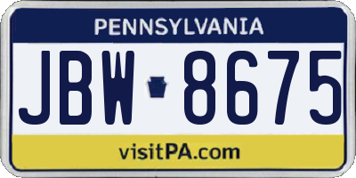 PA license plate JBW8675