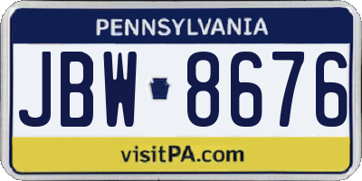 PA license plate JBW8676