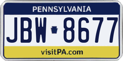 PA license plate JBW8677