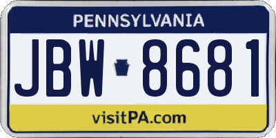 PA license plate JBW8681