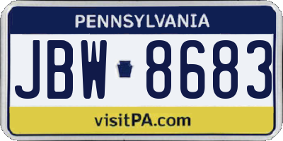 PA license plate JBW8683