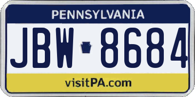 PA license plate JBW8684