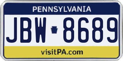 PA license plate JBW8689