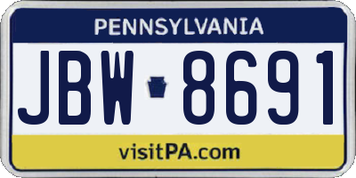 PA license plate JBW8691
