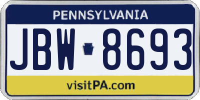 PA license plate JBW8693