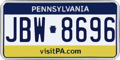 PA license plate JBW8696