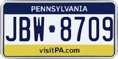 PA license plate JBW8709