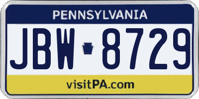 PA license plate JBW8729