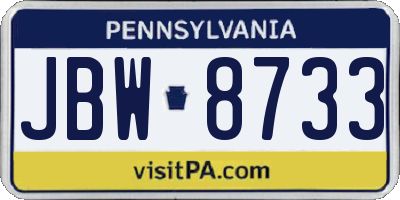 PA license plate JBW8733