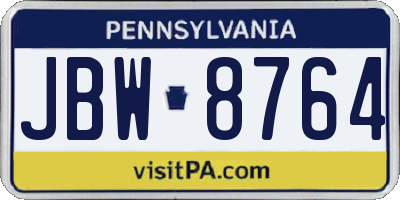 PA license plate JBW8764