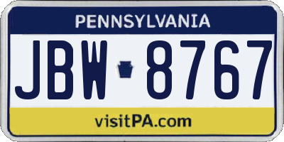 PA license plate JBW8767