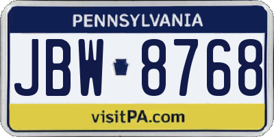 PA license plate JBW8768