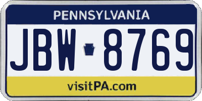 PA license plate JBW8769