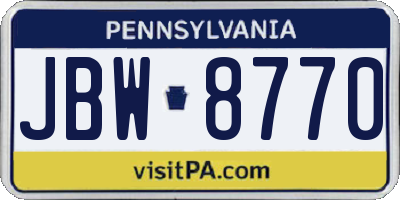 PA license plate JBW8770
