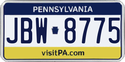 PA license plate JBW8775