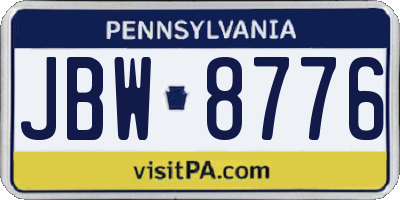 PA license plate JBW8776