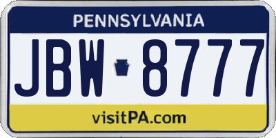PA license plate JBW8777