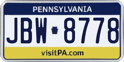 PA license plate JBW8778