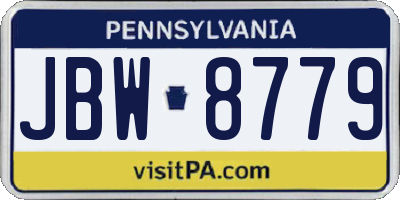 PA license plate JBW8779
