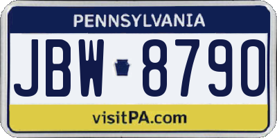 PA license plate JBW8790