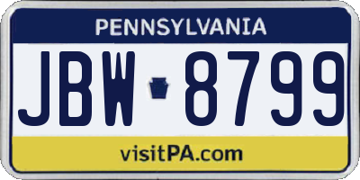 PA license plate JBW8799