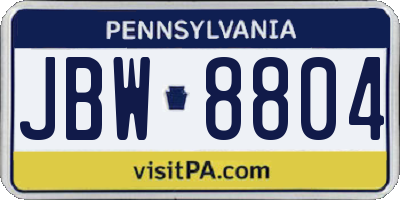 PA license plate JBW8804