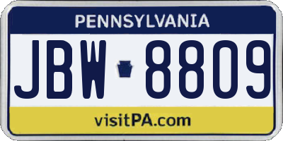 PA license plate JBW8809