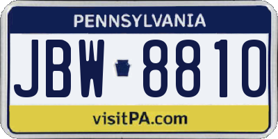 PA license plate JBW8810