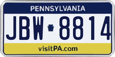 PA license plate JBW8814