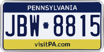 PA license plate JBW8815